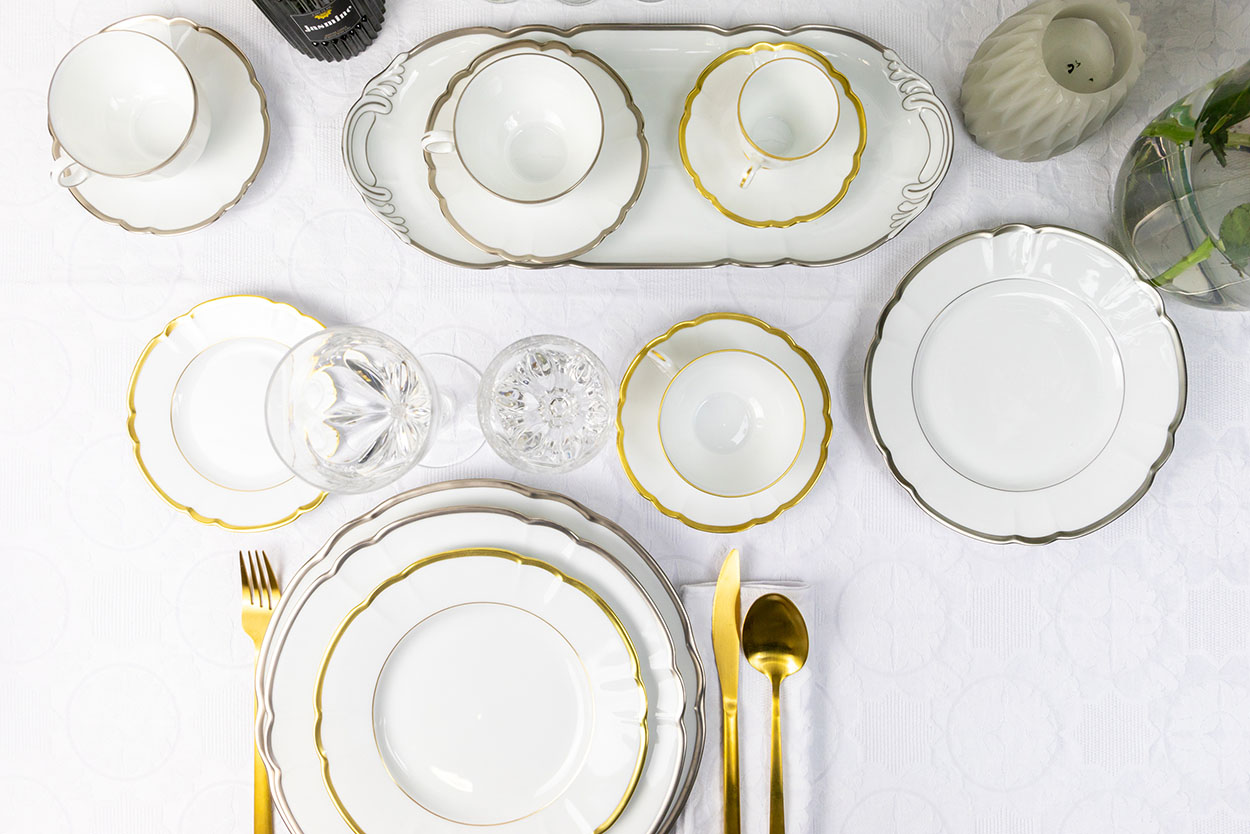 Collette gold and platinum tableware by Haviland & Parlon