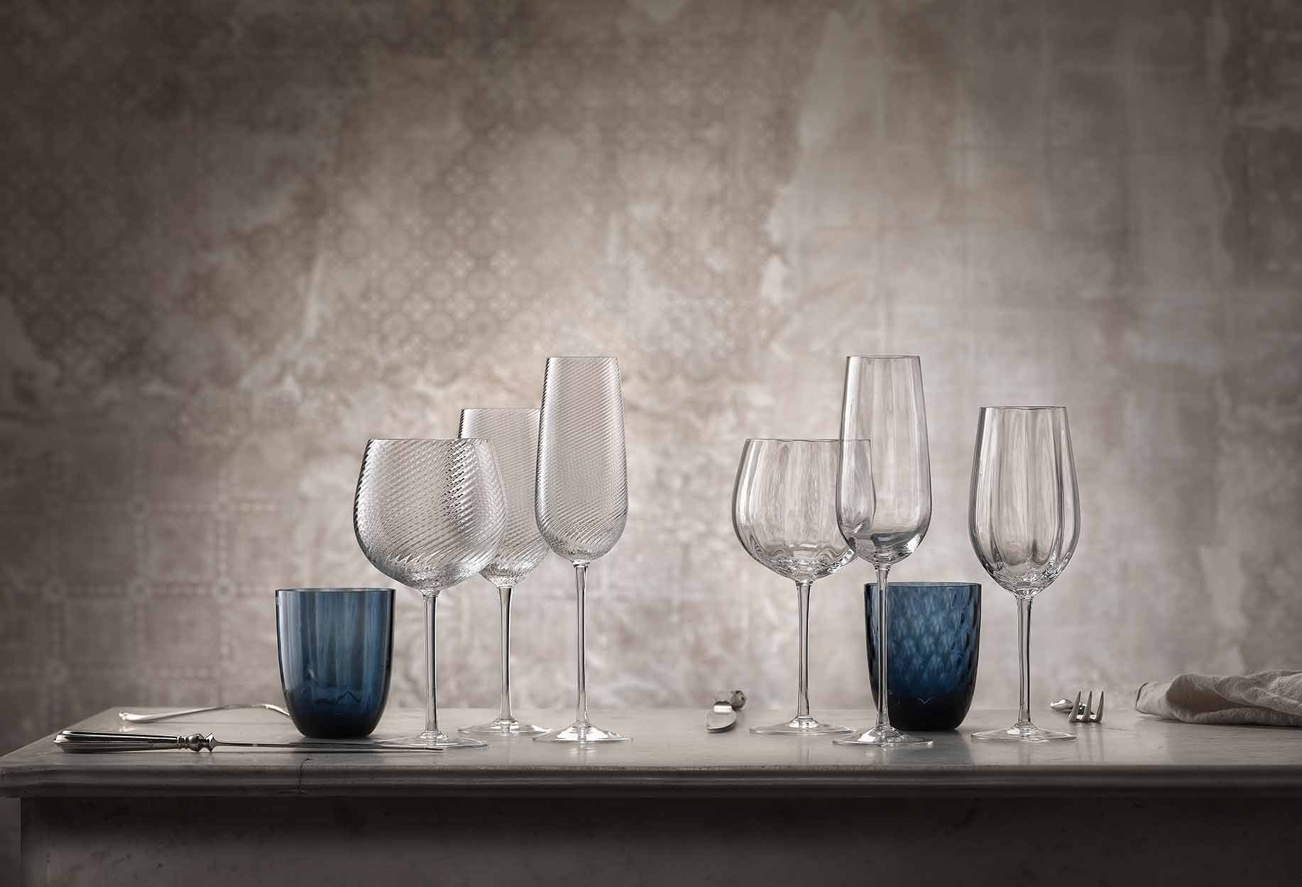 NasonMoretti Tolomeo stemware collection and Idra tumblers